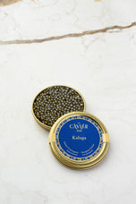 Royal Kaluga Caviar tin — The Caviar Bar, Mayfair London
